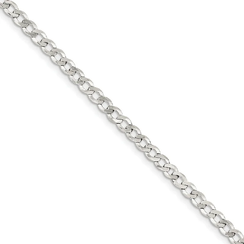 Ladies Sparkly Bracelets -Sterling Silver 4.5mm Solid Flat Curb Chain Bracelet And Anklet, 9 In