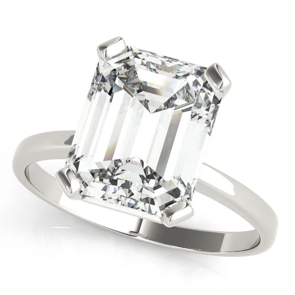 Curved Engagement Rings -14K Emerald Cut Solitaire Engagement Ring