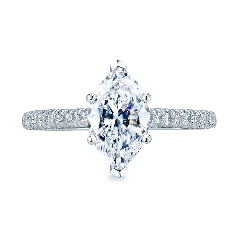 Petite Engagement Rings -Petite Crescent | Marquise Solitaire Engagement Ring HT2546MQ10x5