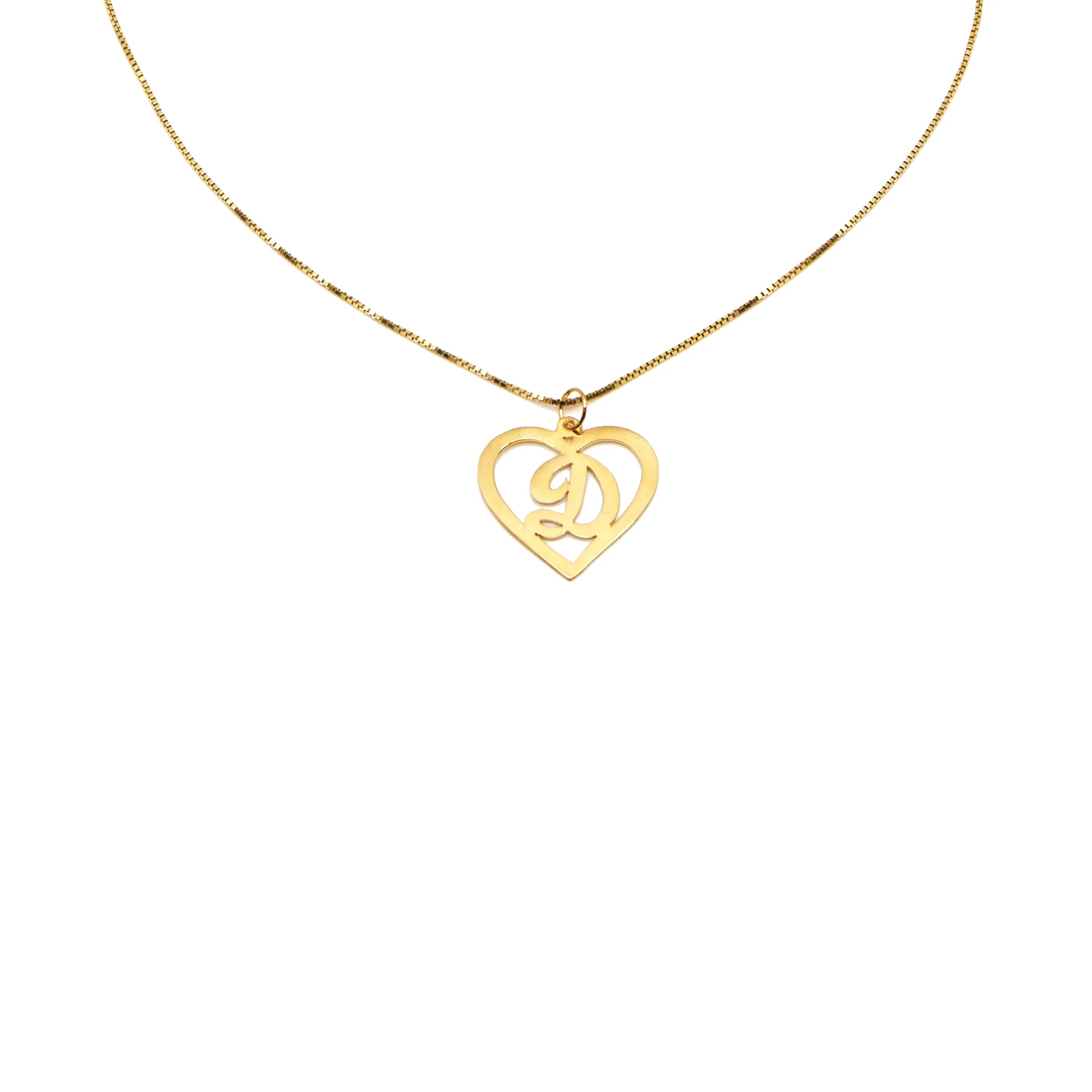 Ladies Necklaces with Gold Sphalerite-THE CUTOUT SCRIPT HEART PENDANT NECKLACE