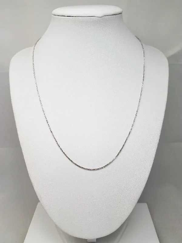 Ladies Necklaces with Blue Glaucophane-Classic 18" 14k White Gold Micro Franco Link Chain Necklace