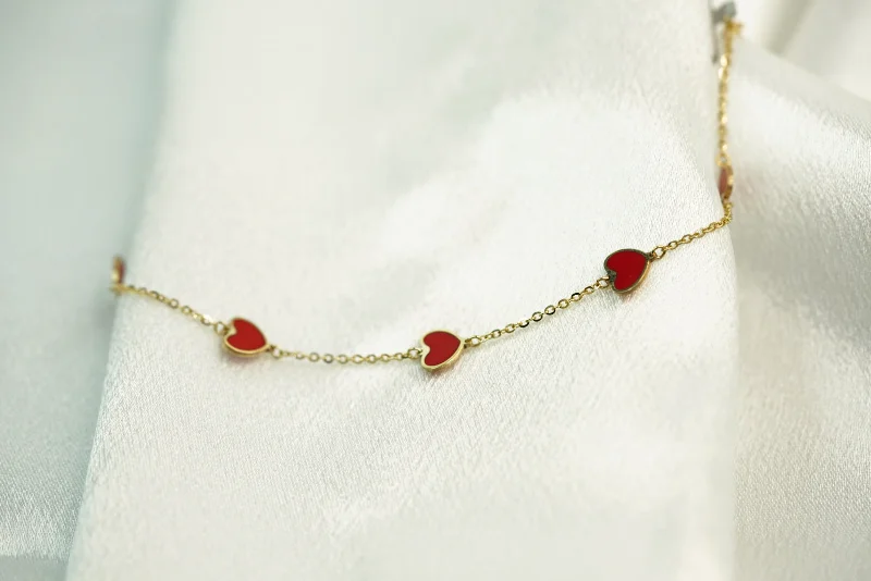 Ladies Forest Bracelets -14k Red Heart Bracelet