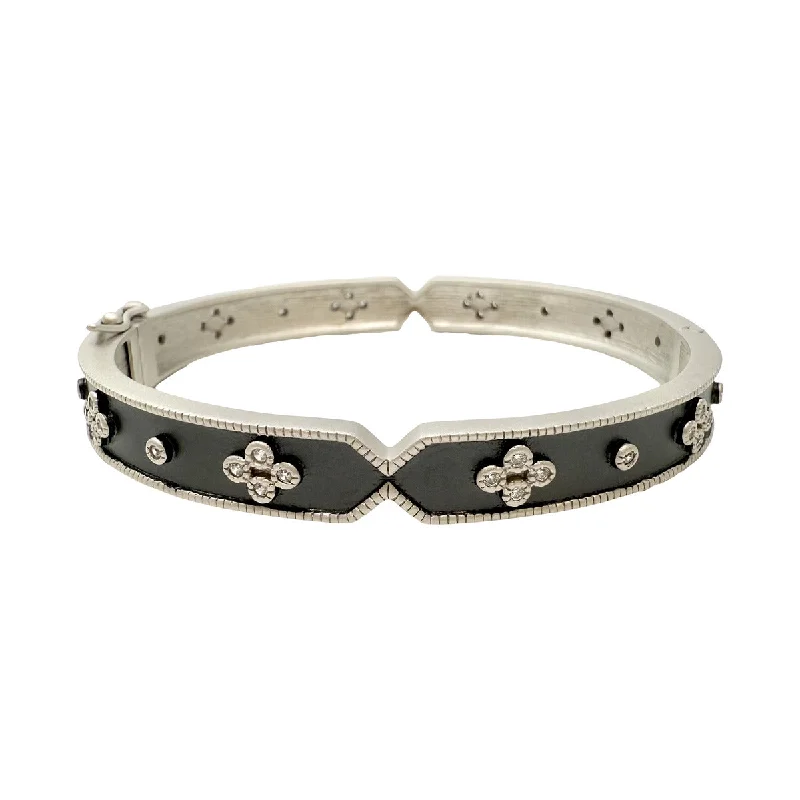 Ladies Custom Bracelets -Freida Rothman Iconic Clover Hinged Bangle