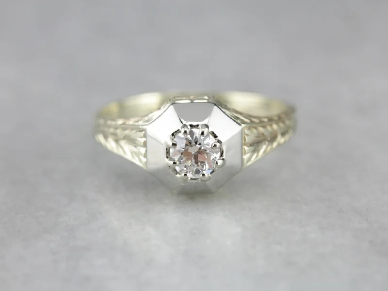 Claddagh Engagement Rings -Antique Art Deco Diamond Engagement Ring