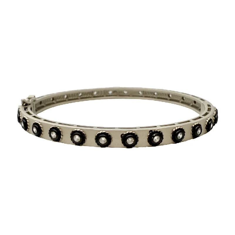 Ladies Cuff Bracelets -Freida Rothman Studded Eternity Hinged Bangle