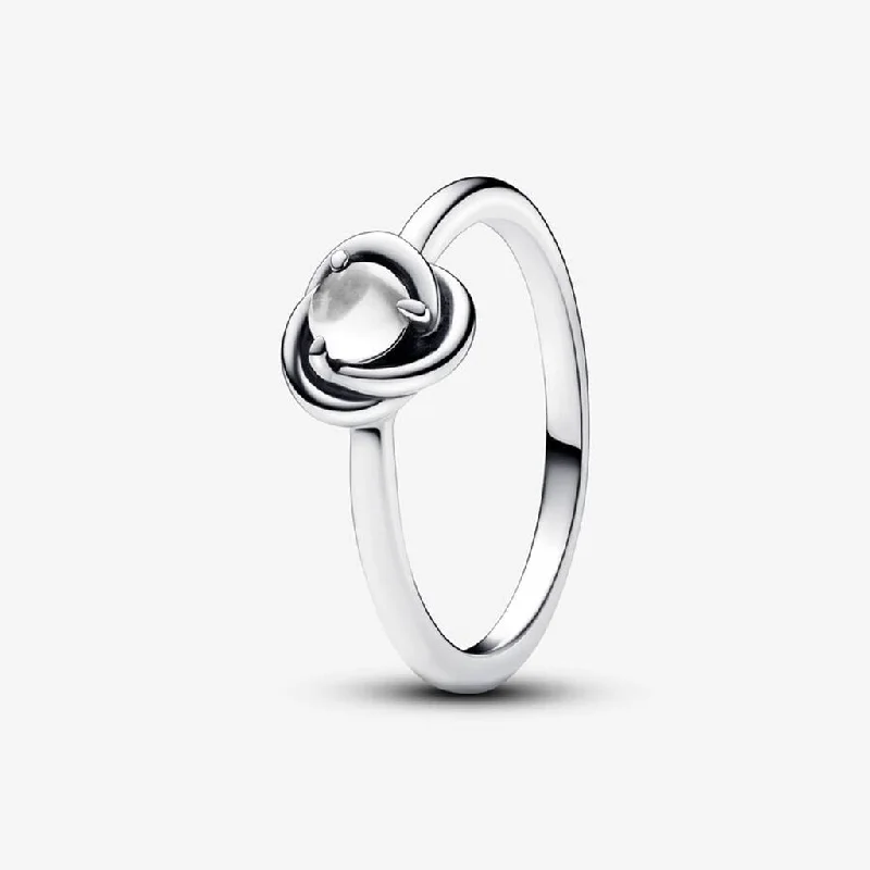 Timeless Classic Rings -PANDORA : April Clear Eternity Circle Ring - Clear