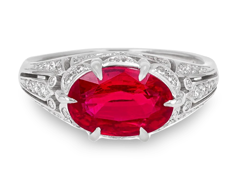 Delicate Gem Rings -Oval Ruby Ring, 3.00 Carats