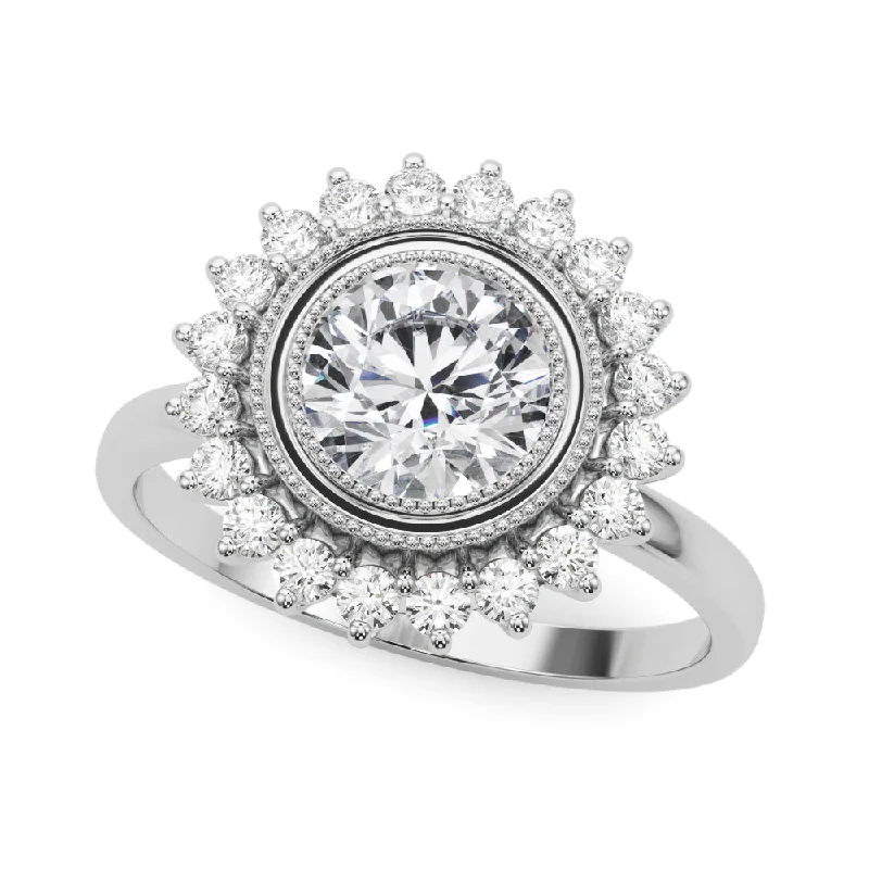 Stackable Engagement Rings -14K Bezel Set Diamond Engagement Ring