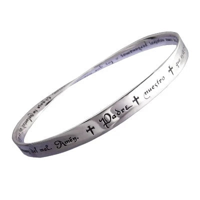 Ladies Galaxy Bracelets -Lord's Prayer In Spanish Sterling Silver Bracelet