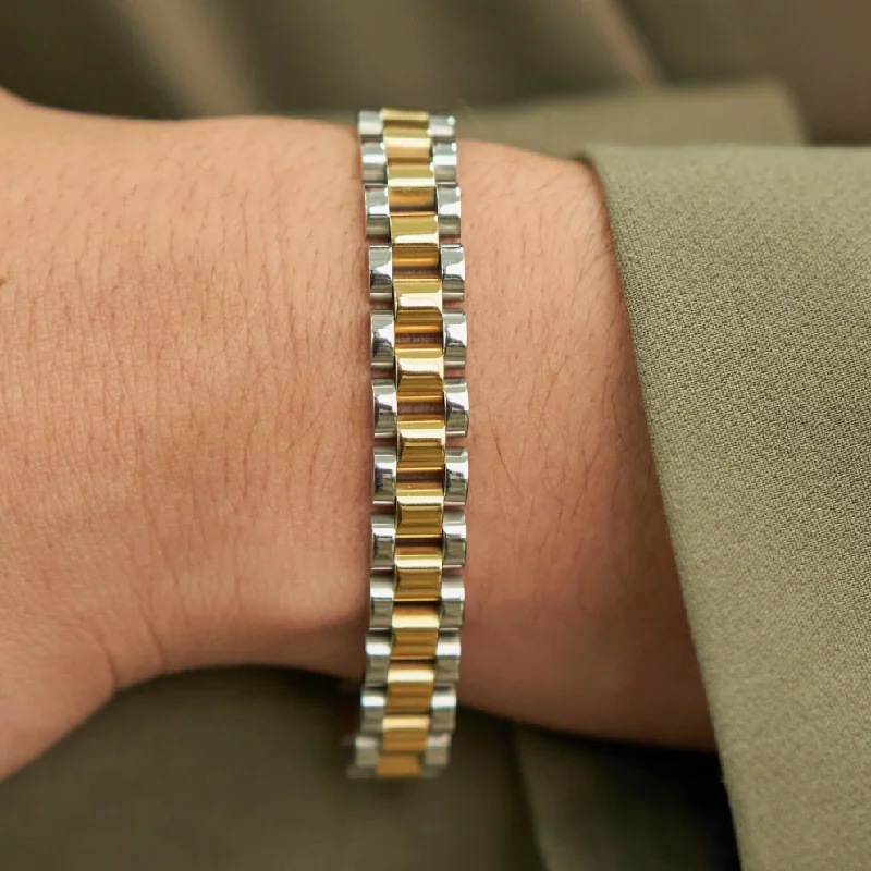 Ladies Edgy Bracelets -Montclair Two-Tone Watch Band Brenda Grands Bracelets