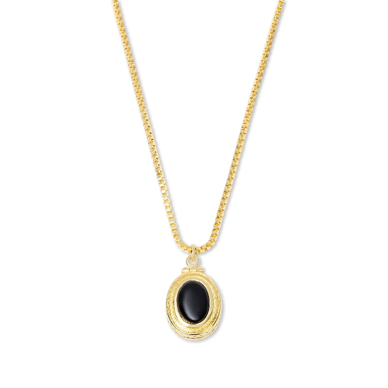 Ladies Necklaces Retro Vibes-THE ONYX HEIRLOOM PENDANT NECKLACE