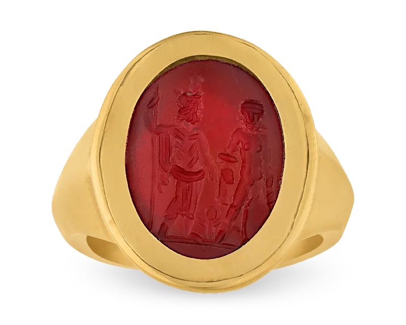 Energy Flow Rings -Roman Intaglio Carnelian Ring