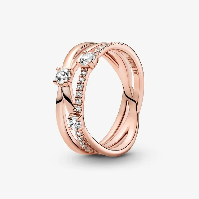 Subtle Tone Rings -PANDORA : Sparkling Triple Band Ring