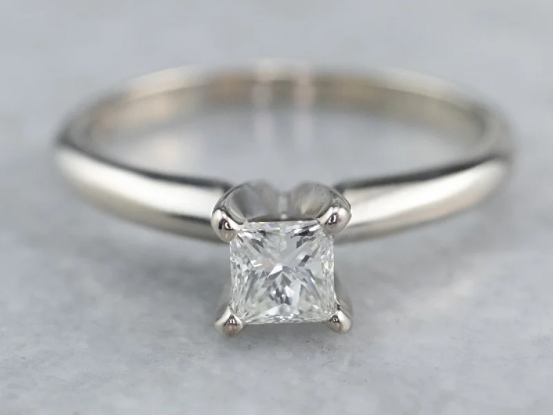 Claddagh Engagement Rings -White Gold Princess Cut Diamond Engagement Ring