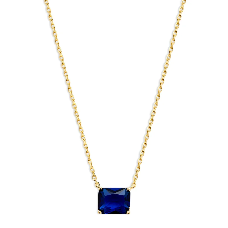 Ladies Necklaces Timeless Beauty-THE BLUE SOLITAIRE EMERALD NECKLACE