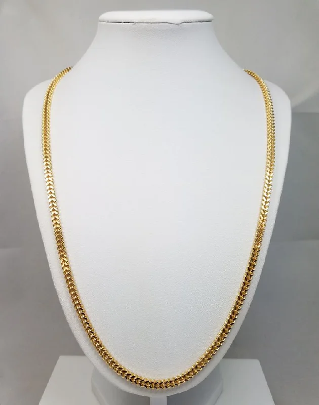 Ladies Necklaces with Warm Sunstone-Stunning 24" Solid 14k Yellow Gold Franco Link Chain Necklace