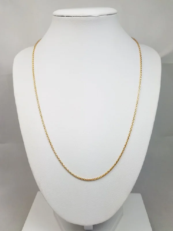 Ladies Necklaces for Healers-Brilliant 20" Solid 14k Yellow Gold Round Wheat Chain Necklace