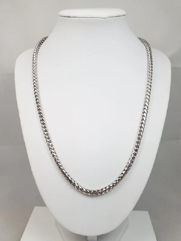 Ladies Necklaces with Oval Charm-Killer 20.5" Solid 13k White Gold Franco Link Chain Necklace