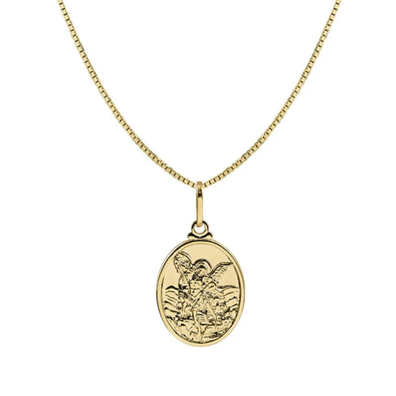 Ladies Necklaces for Caregivers-THE OVAL ST. MICHAEL PENDANT NECKLACE