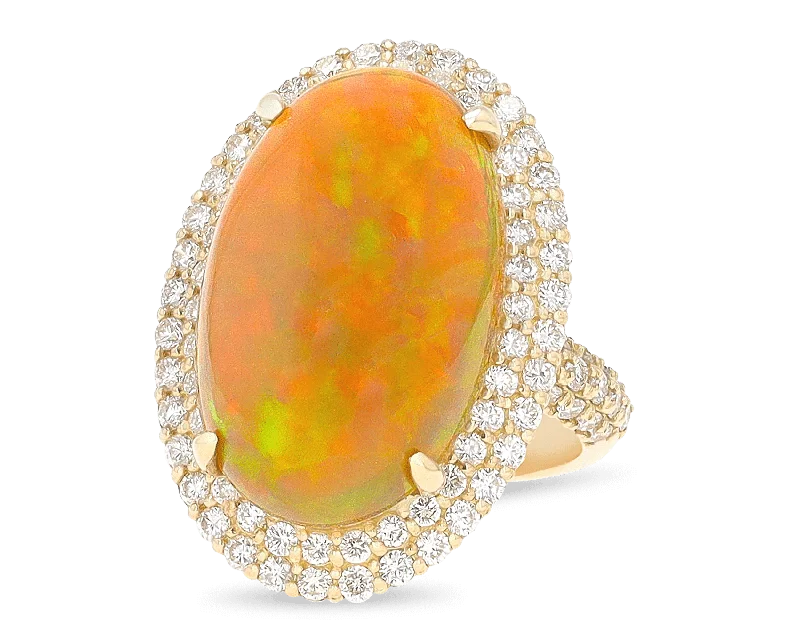 Crystal Cluster Rings -Ethiopian Opal and Diamond Ring