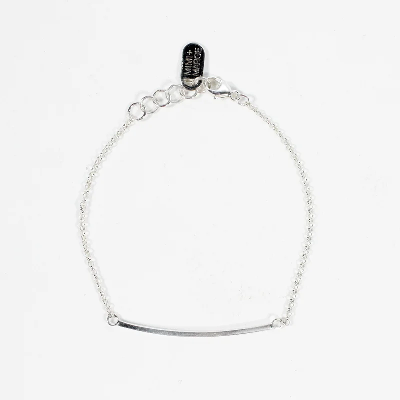 Ladies Zodiac Bracelets -Silver Curved Bar Bracelet