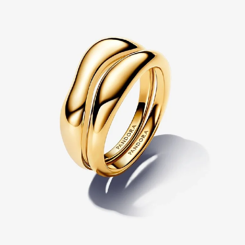 Office Friendly Rings -PANDORA : Organically Shaped Stacking Rings in Gold