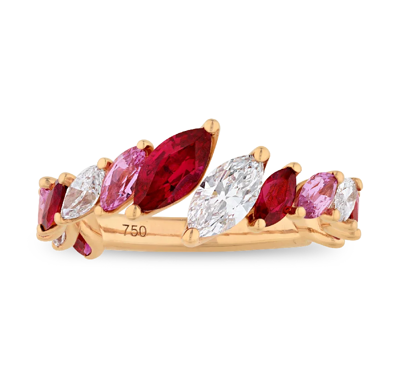 Rural Charm Rings -Ruby, Pink Sapphire and Diamond Ring