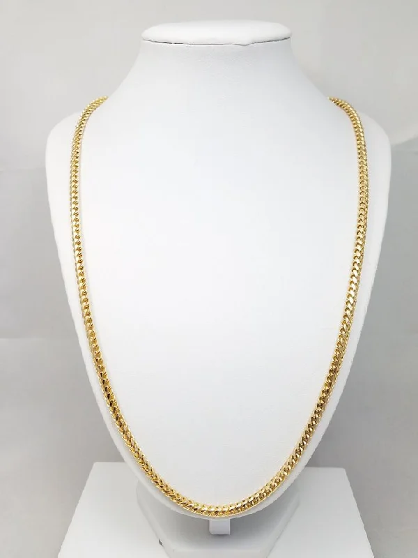 Ladies Necklaces Edgy Gothic-Stunning 24.25" Solid 14k Yellow Gold Franco Link Chain Necklace