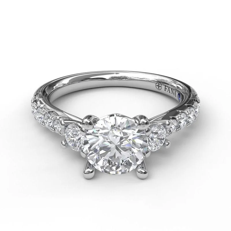 Elegant Engagement Rings -Three Stone With Pave Engagement Ring S3921