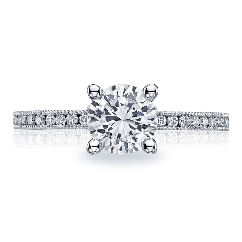 Asscher Cut Engagement Rings -Sculpted Crescent | Round Solitaire Engagement Ring 44-15RD65