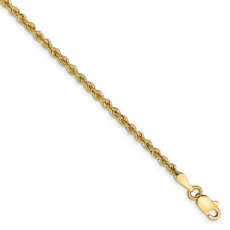 Ladies Soft Bracelets -2.25mm, 14k Yellow Gold, Handmade Solid Rope Chain Anklet or Bracelet