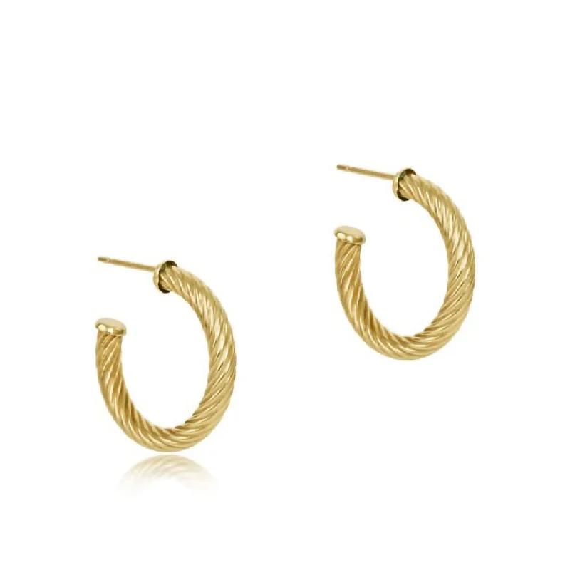 Yellow Stone Rings -enewton design :  Round Gold 1.25" Post Hoop 4mm Textured Twist Earing