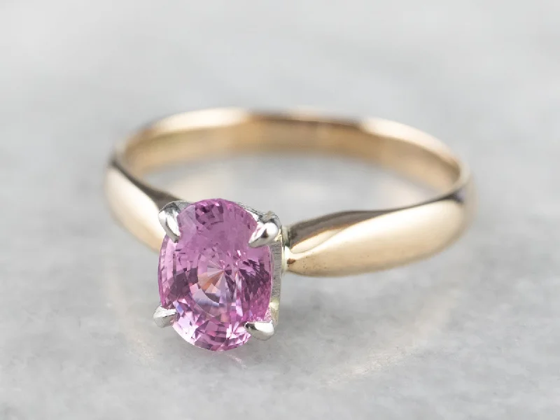 Milgrain Engagement Rings -Pink Sapphire Solitaire Engagement Ring