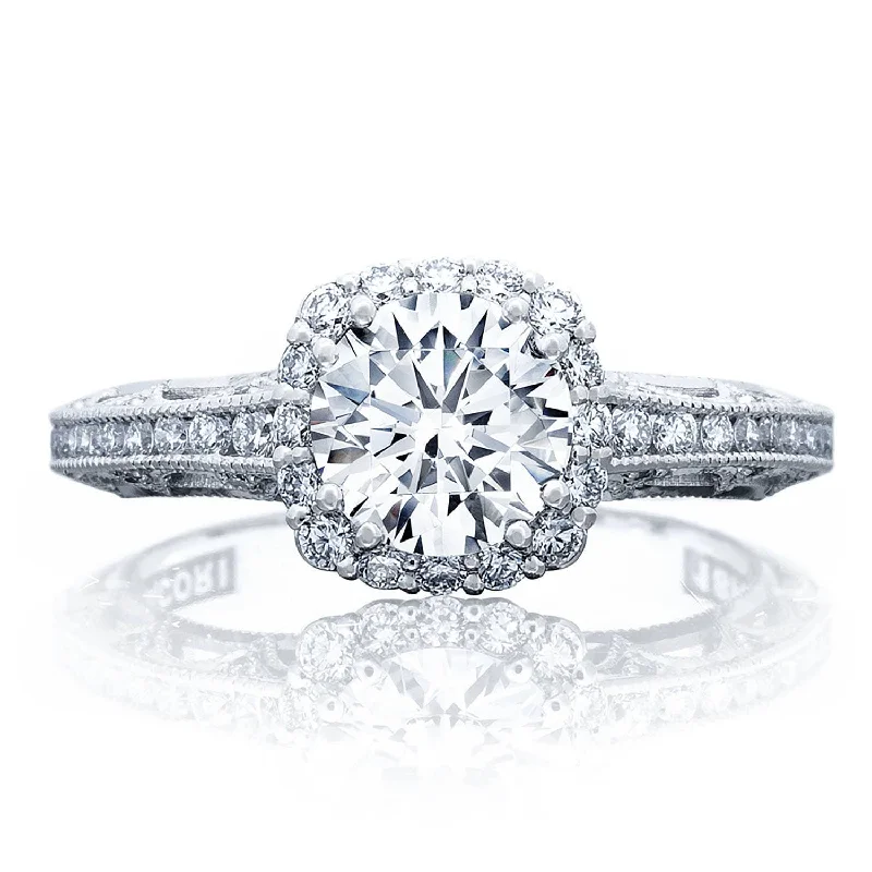 Symmetrical Engagement Rings -Reverse Crescent | Round with Cushion Bloom Engagement Ring 2618CU65