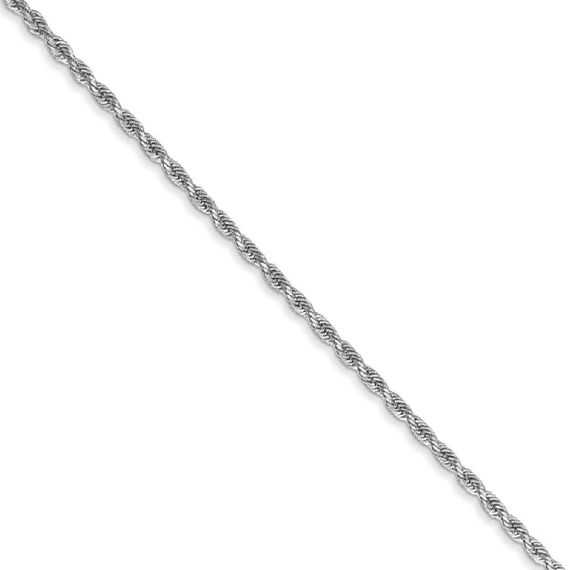 Ladies Futuristic Bracelets -1.3mm 14k White Gold Solid Diamond Cut Rope Chain Bracelet & Anklet