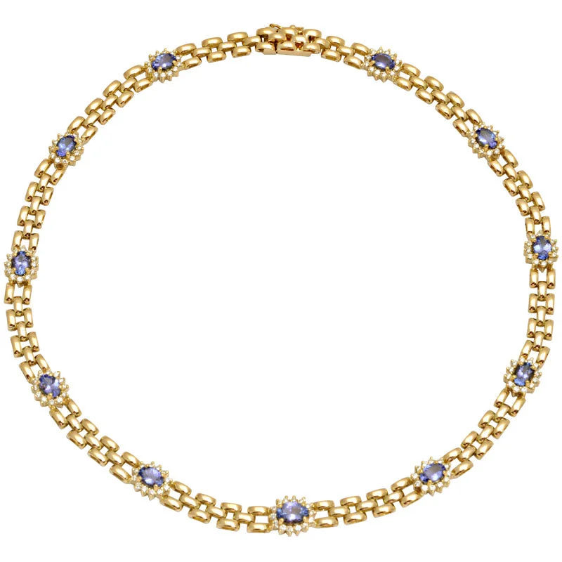 Ladies Necklaces for Dance Night-Necklace-Tanzanite and Diamond