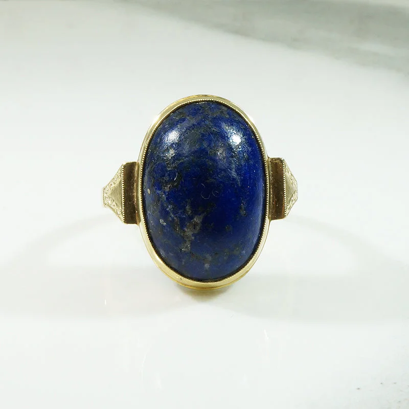 Club Symbol Rings -Handcrafted Vintage Lapis and Gold Ring