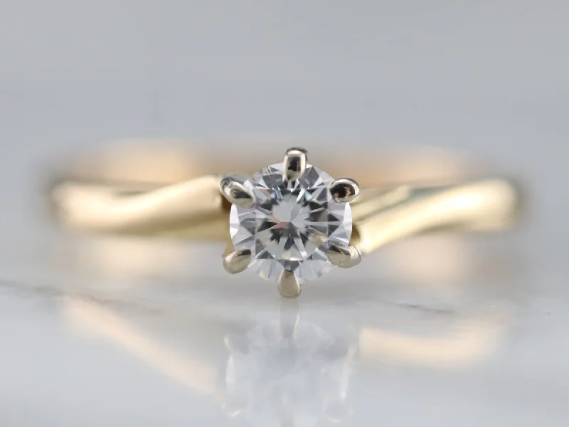 Cushion Cut Engagement Rings -Modern Twisting Diamond Solitaire Engagement Ring