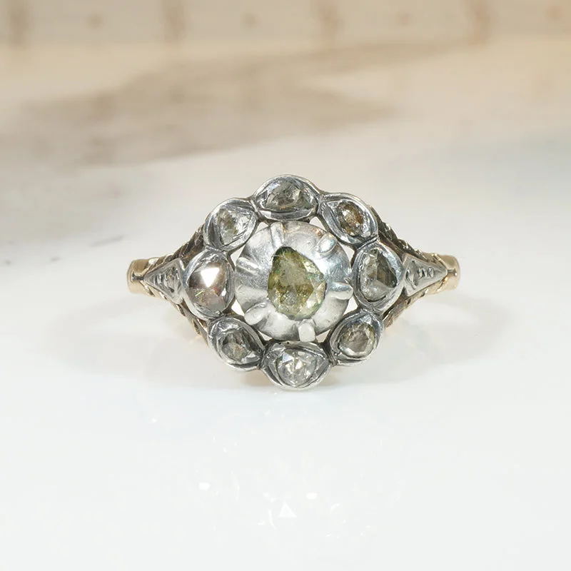 Healing Crystal Rings -Alluring 18th Century Ring with Rose Cut Diamonds