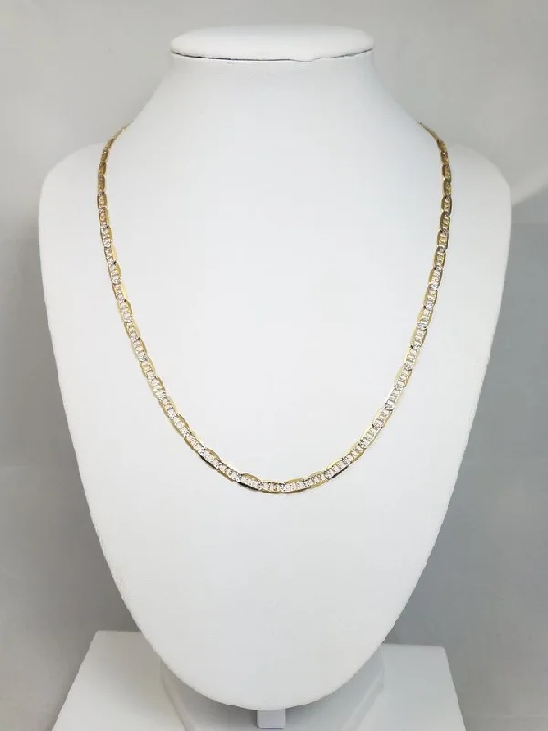 Ladies Necklaces with Amber Scapolite-Sparkly 18.5" Solid 10k Two Tone Gold Diamond Cut Fancy Link Chain Necklace Italy