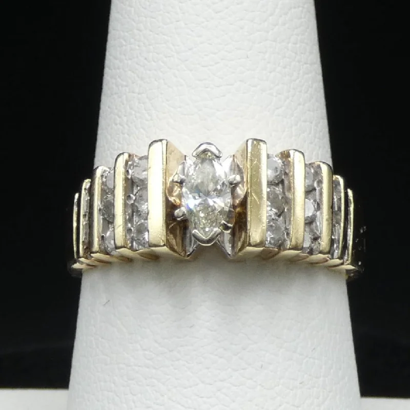 Empowerment Gem Rings -14k Gold Marquise Diamond Ring