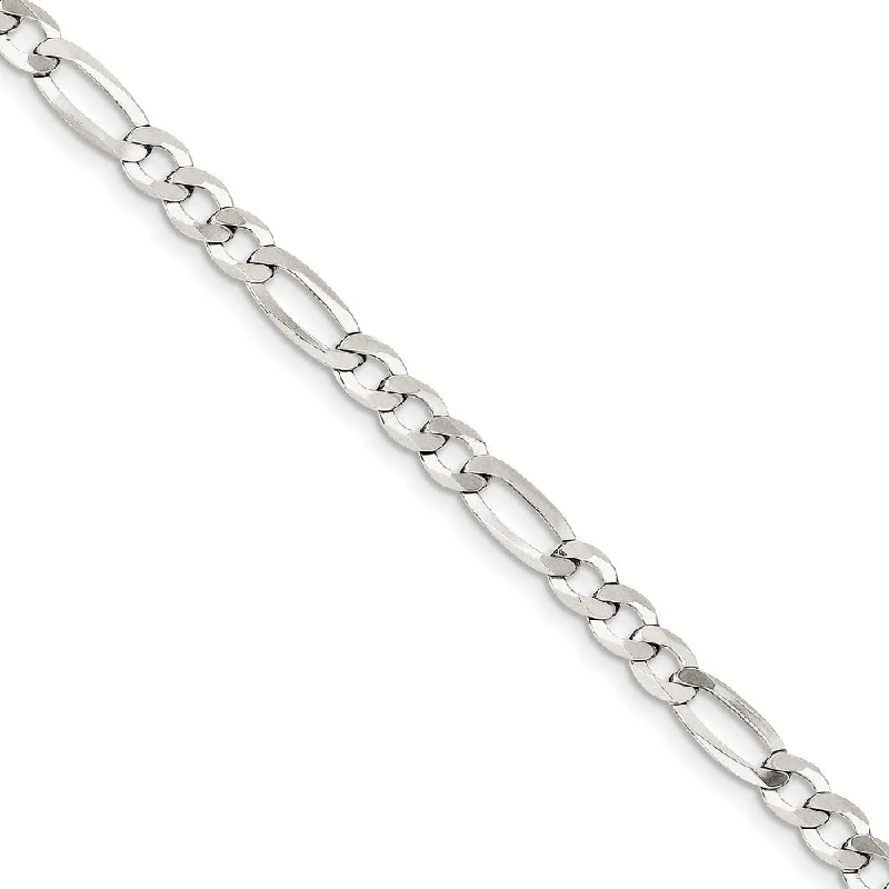 Ladies Stacking Bracelets -Sterling Silver 5.5mm Flat Figaro Chain Bracelet And Anklet, 9 Inch