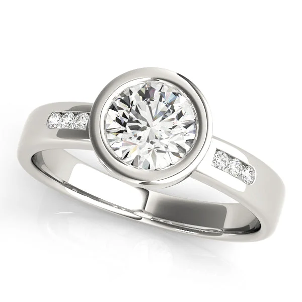 Cross Engagement Rings -14K Channel Set / Channel Set Center Engagement Ring