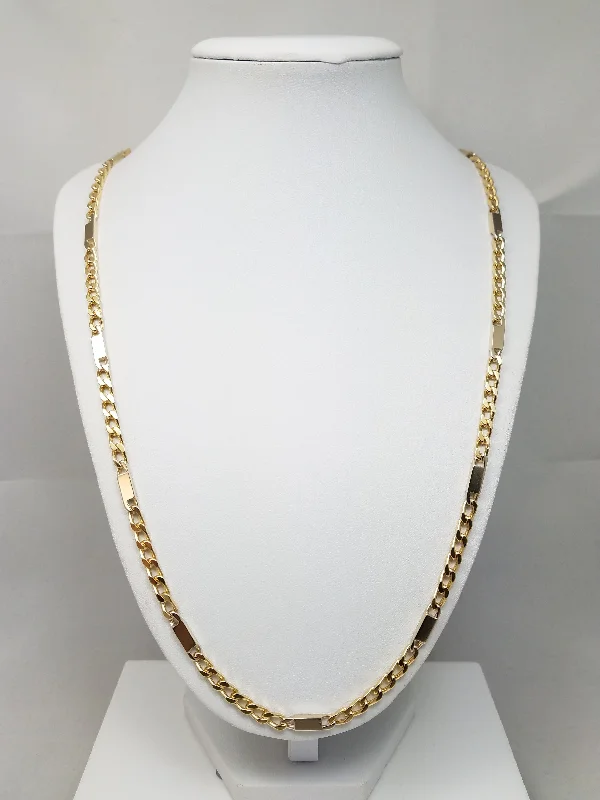 Ladies Necklaces with Lime Peridot-Impressive 18k Two Tone Gold Fancy Link Chain 26.25" Necklace