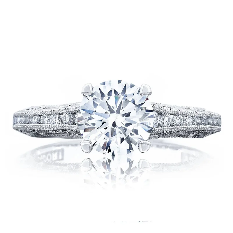 Triple Band Engagement Rings -Reverse Crescent | Round Solitaire Engagement Ring 2617RD7