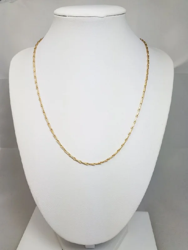 Ladies Necklaces with Forest Emerald-Striking 18" Solid 14k Yellow Gold Fancy Link Chain Necklace