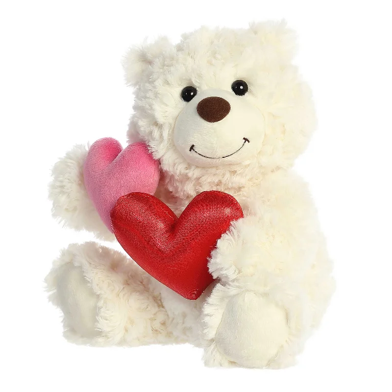 Zodiac Symbol Rings -10" Love Bunch Meringue White Bear with Double Heart Stuffed Animal Plush