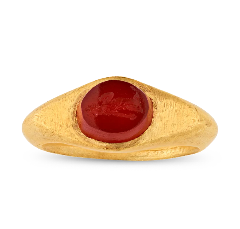 Strength Symbol Rings -Roman Carnelian Intaglio Ring Featuring Ceres