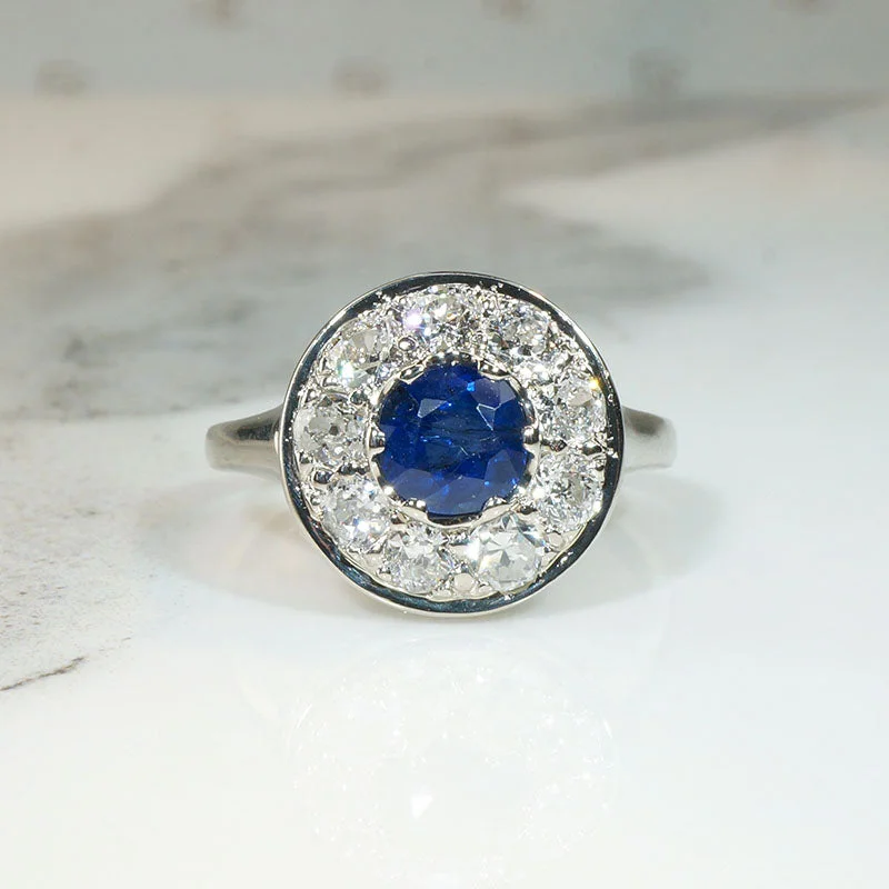 Resin Crafted Rings -Smart Sapphire & Old Mine Cut Diamond Target Ring