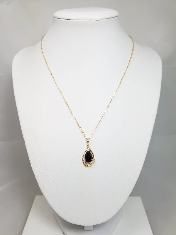 Ladies Necklaces with Teal Apatite-Classy 16" 14k Yellow Gold Natural Garnet Pendant Necklace